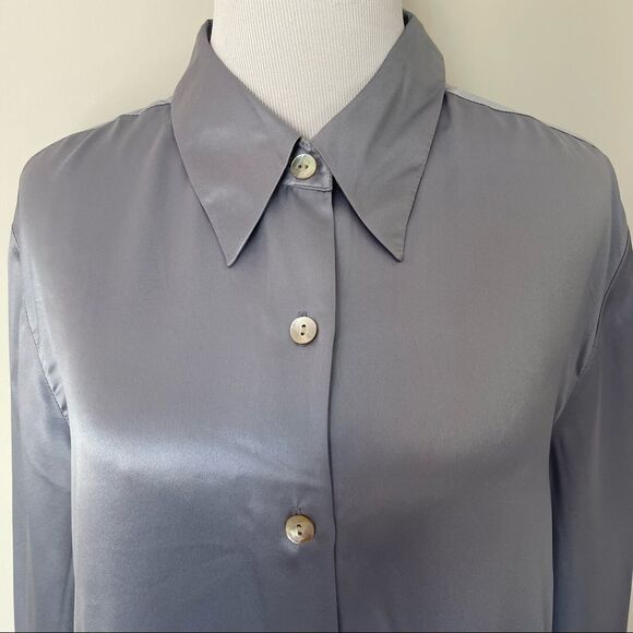 Chelsea Cambell Petites 100% Silk Button Down Blouse - Picture 3 of 5